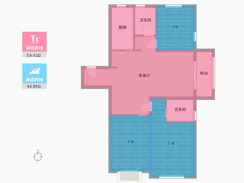 江苏省-盐城市-荣悦华府-93.39-户型库-动静分区