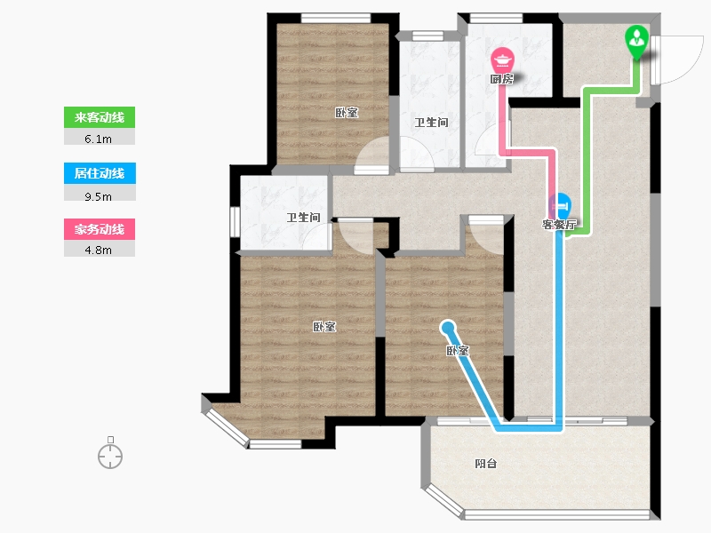 江苏省-南通市-绿地新都会-110.30-户型库-动静线