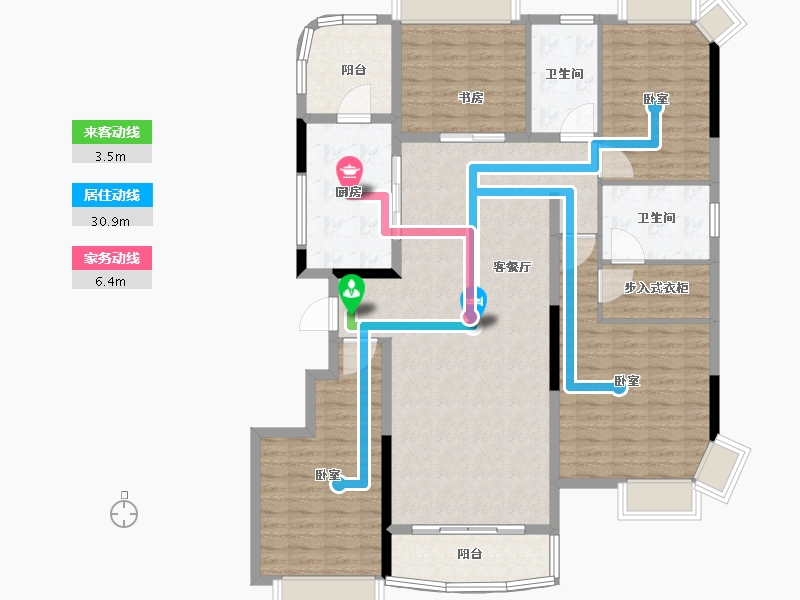 江苏省-南通市-碧桂园御湖半岛-140.23-户型库-动静线