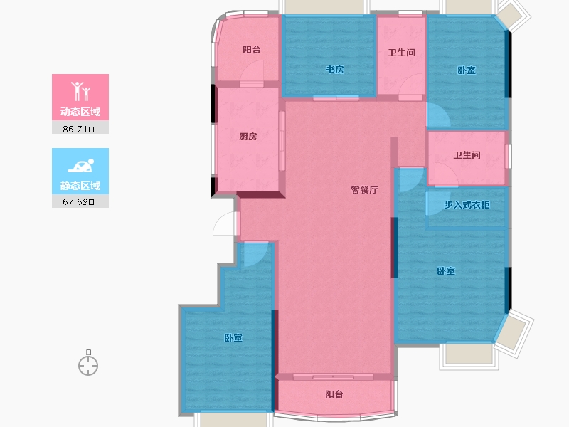 江苏省-南通市-碧桂园御湖半岛-140.23-户型库-动静分区