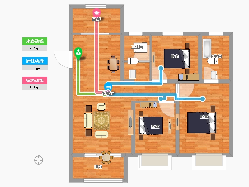 陕西省-西安市-当代嘉宝公园悦MOMΛ-87.01-户型库-动静线