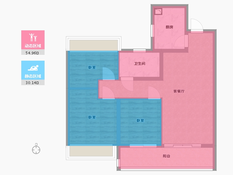 江苏省-苏州市-湖东未来-76.00-户型库-动静分区