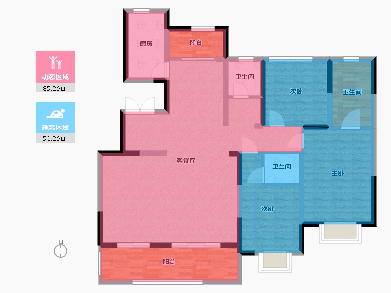 陕西省-西安市-中铁琉森水岸-122.71-户型库-动静分区