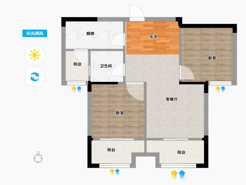 江苏省-苏州市-亨通吴越锦绣-70.00-户型库-采光通风