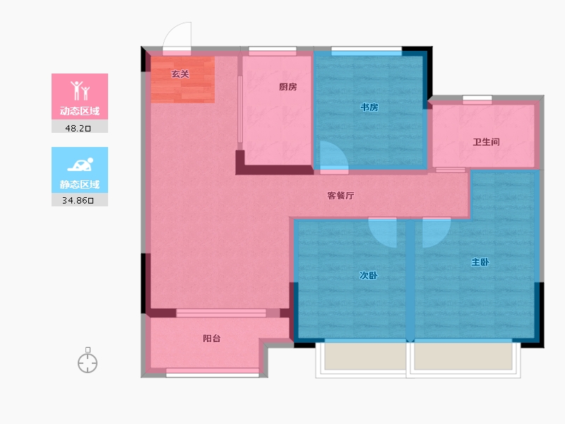 江苏省-苏州市-望熙雅苑-74.00-户型库-动静分区