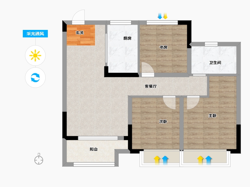 江苏省-苏州市-望熙雅苑-74.00-户型库-采光通风