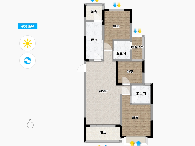 江苏省-苏州市-苏州恒大悦珑湾-102.70-户型库-采光通风