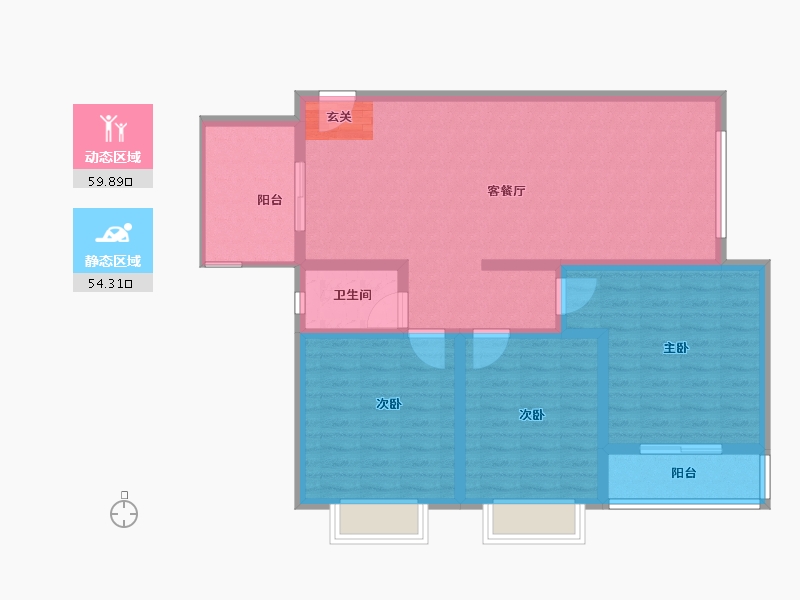 陕西省-宝鸡市-蟠龙观邸-103.00-户型库-动静分区