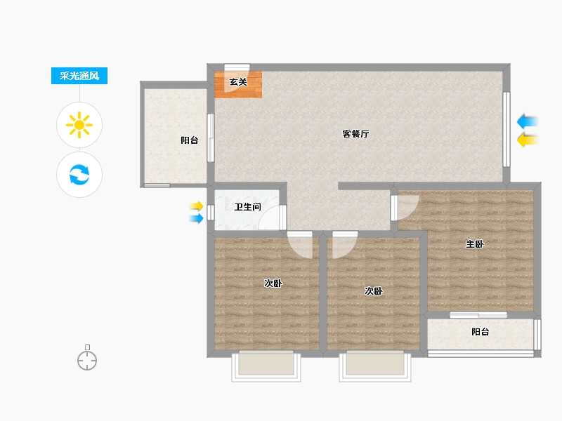 陕西省-宝鸡市-蟠龙观邸-103.00-户型库-采光通风