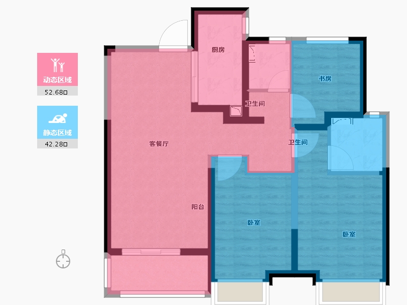 陕西省-西安市-绿城桂语蘭庭-83.90-户型库-动静分区