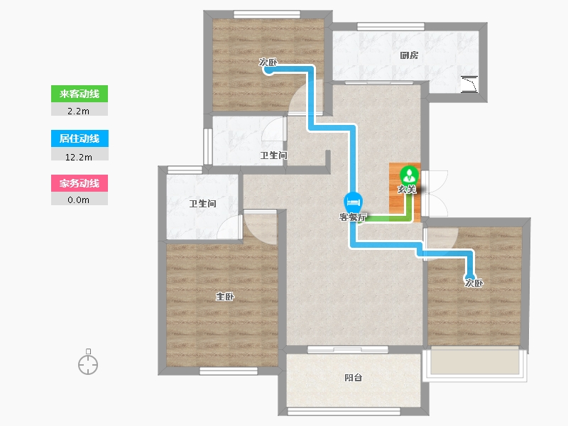 陕西省-西安市-绿地新里格林公馆-86.00-户型库-动静线