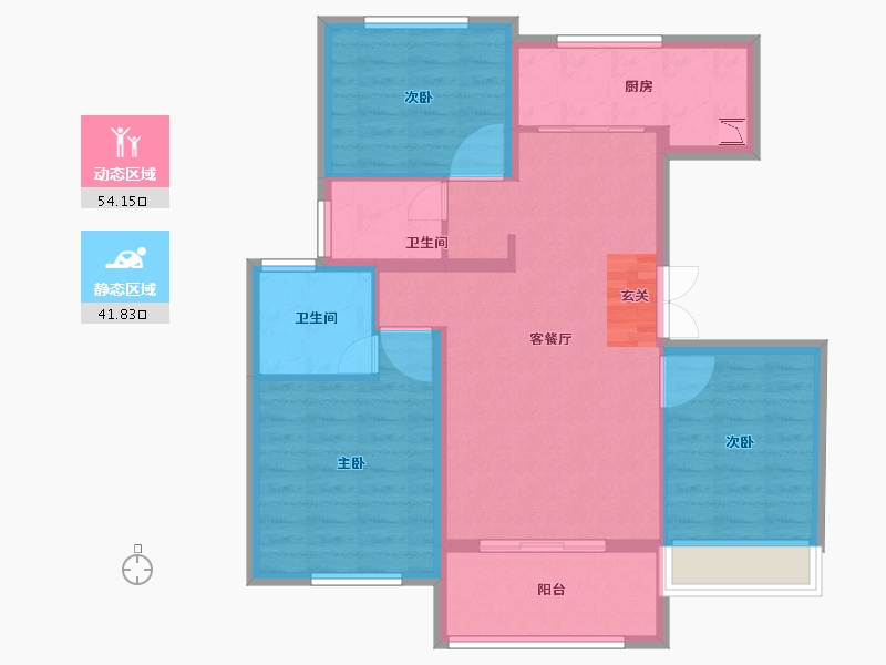 陕西省-西安市-绿地新里格林公馆-86.00-户型库-动静分区