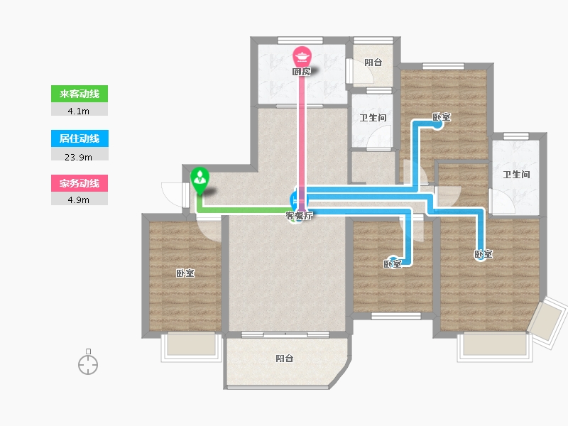 江苏省-南通市-碧桂园御湖半岛-111.00-户型库-动静线