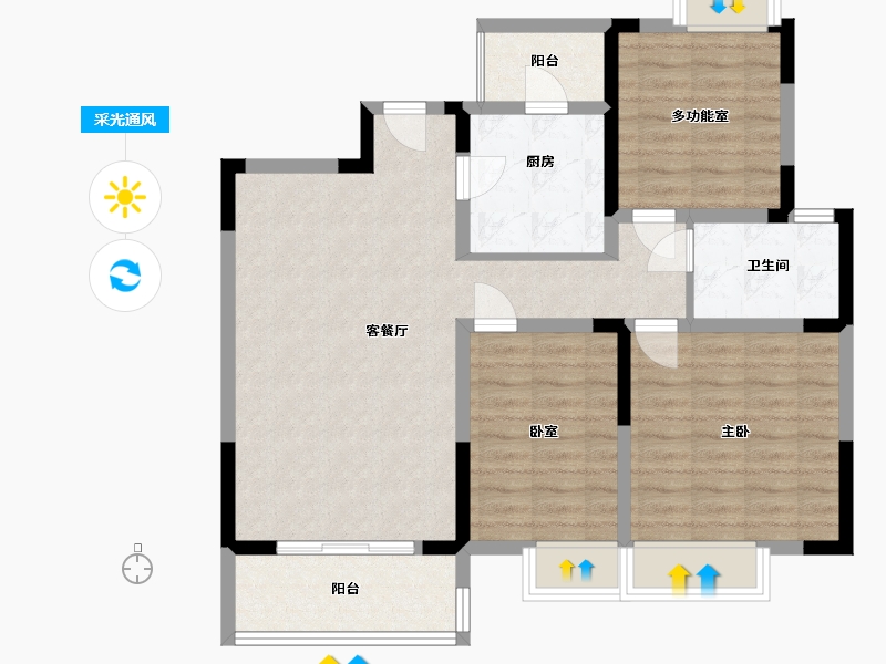 江苏省-苏州市-水漾花城花苑-90.00-户型库-采光通风