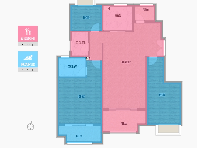 江苏省-扬州市-佳源珑境-100.00-户型库-动静分区