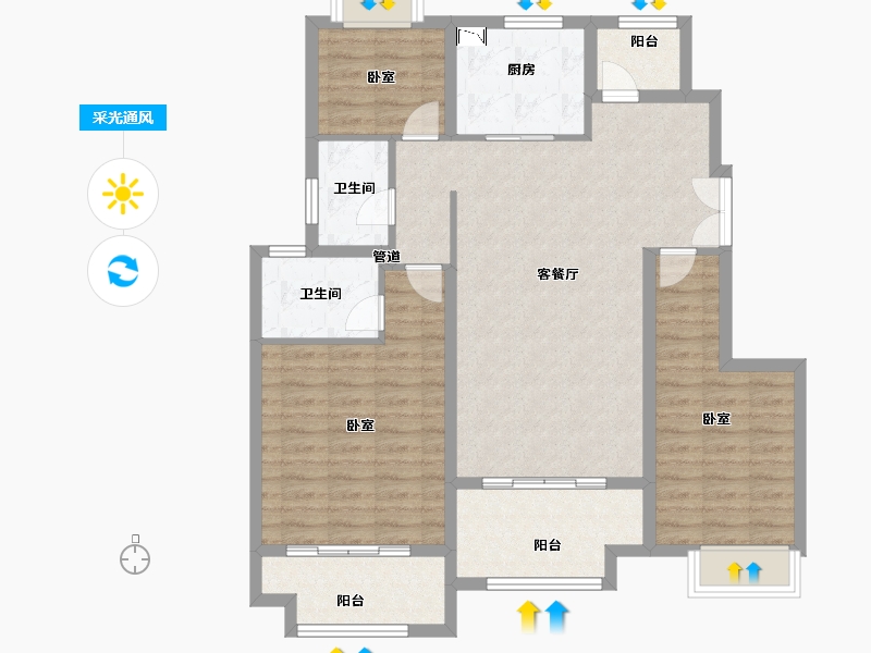 江苏省-扬州市-佳源珑境-100.00-户型库-采光通风