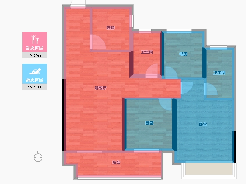 江苏省-苏州市-双璟华庭-76.00-户型库-动静分区