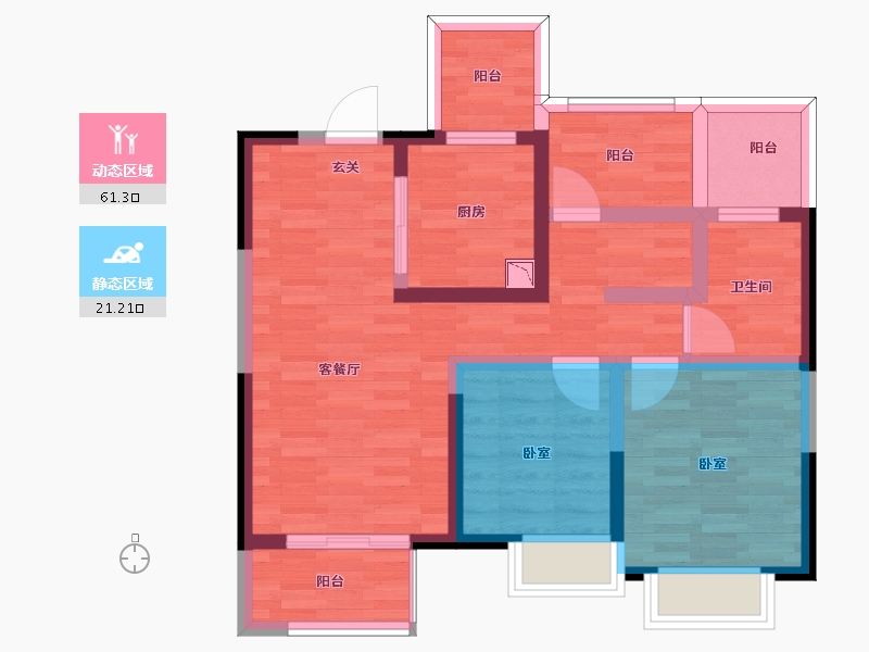 江苏省-苏州市-嘉境天成-71.00-户型库-动静分区