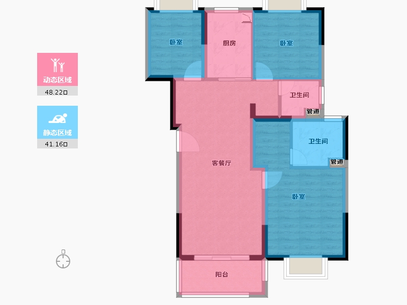 江苏省-无锡市-栖霞天樾府-80.00-户型库-动静分区