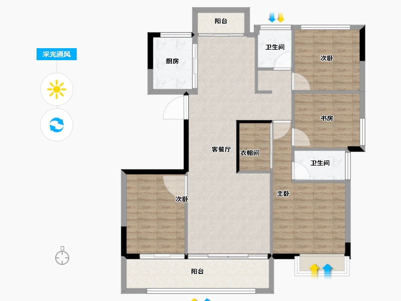 浙江省-台州市-鉴湖公馆-114.01-户型库-采光通风