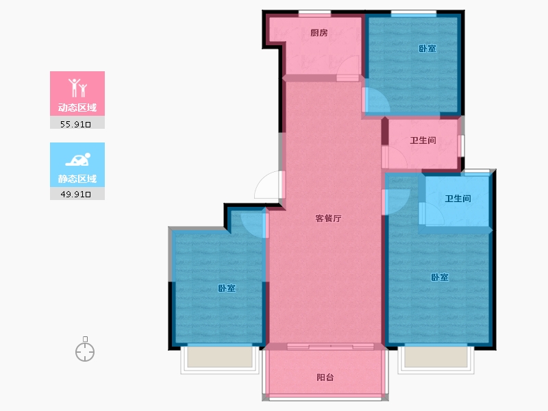 陕西省-西安市-加州壹号-94.19-户型库-动静分区