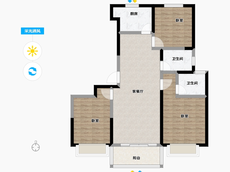 陕西省-西安市-加州壹号-94.19-户型库-采光通风