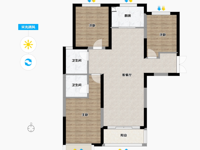 陕西省-榆林市-文昌·泰安里-91.15-户型库-采光通风