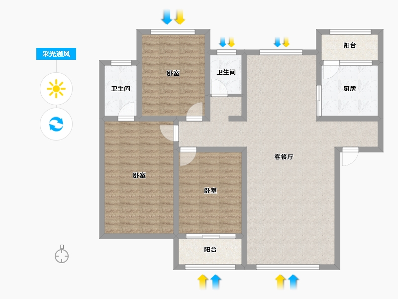 陕西省-宝鸡市-轩苑盛世三期-114.55-户型库-采光通风