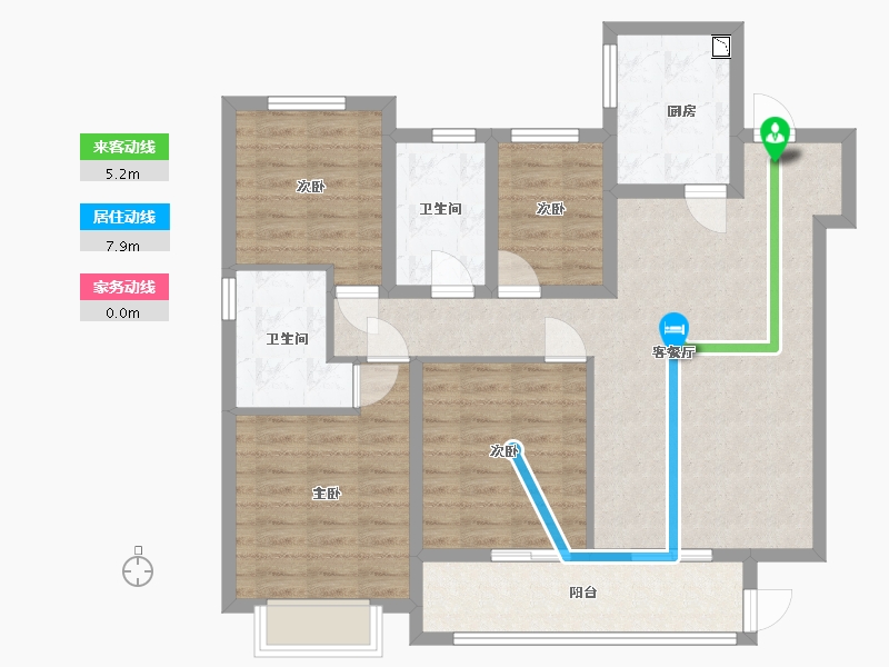 安徽省-宿州市-都会星宸 | 臻源-95.83-户型库-动静线