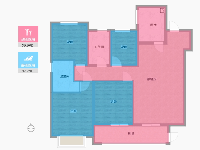 安徽省-宿州市-都会星宸 | 臻源-95.83-户型库-动静分区