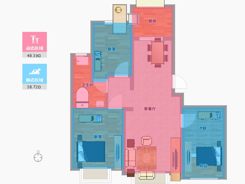 陕西省-宝鸡市-翡翠东城-77.54-户型库-动静分区