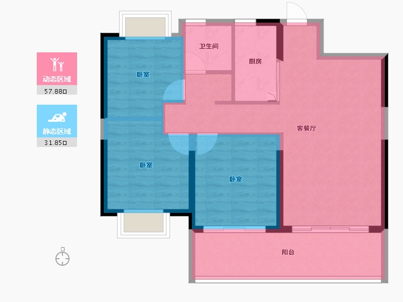 云南省-楚雄彝族自治州-天一公园首府-80.97-户型库-动静分区