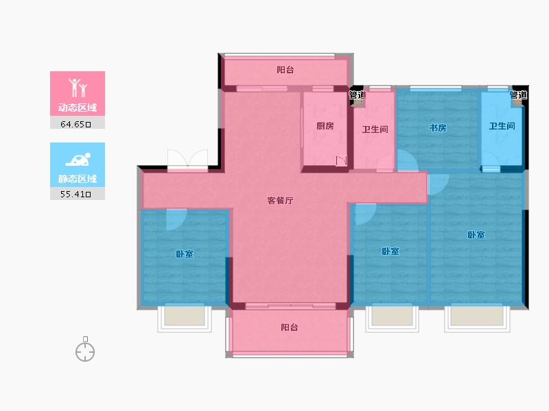 陕西省-西安市-西安碧桂园香湖湾1号-108.43-户型库-动静分区