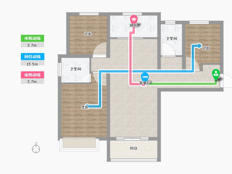 江苏省-徐州市-金鹏学府-95.00-户型库-动静线