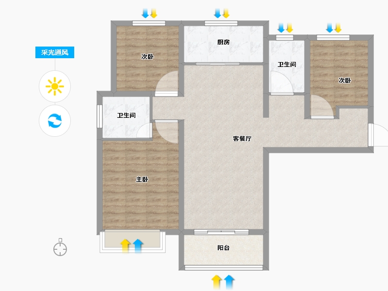 江苏省-徐州市-金鹏学府-95.00-户型库-采光通风