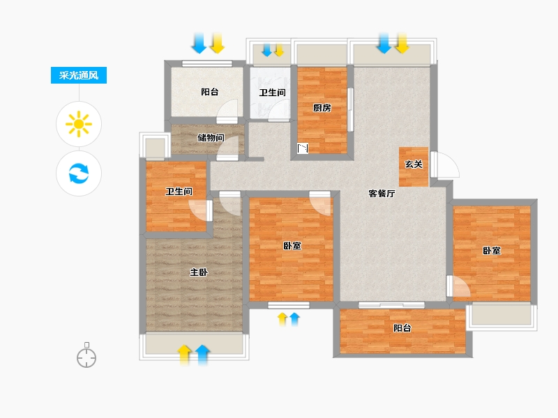 江苏省-苏州市-独墅湖西金悦花园-110.00-户型库-采光通风