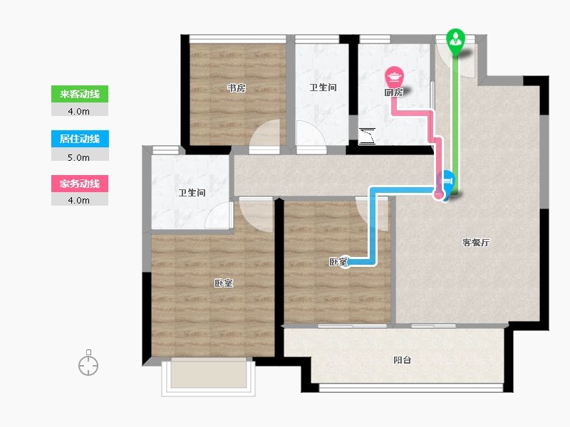 江苏省-苏州市-新希望锦麟九里-86.00-户型库-动静线