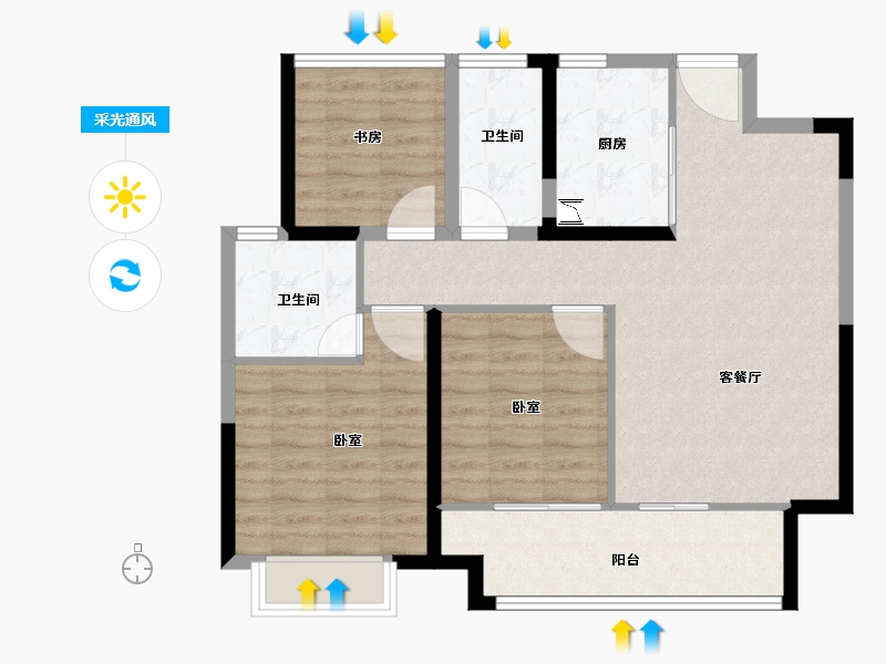 江苏省-苏州市-新希望锦麟九里-86.00-户型库-采光通风