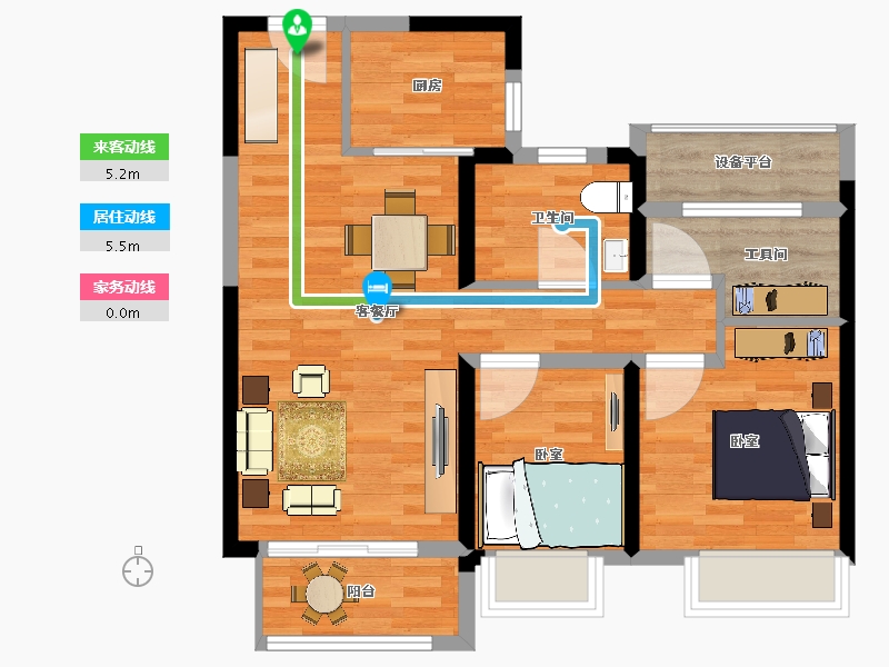 江苏省-苏州市-碧桂园江山赋-71.00-户型库-动静线