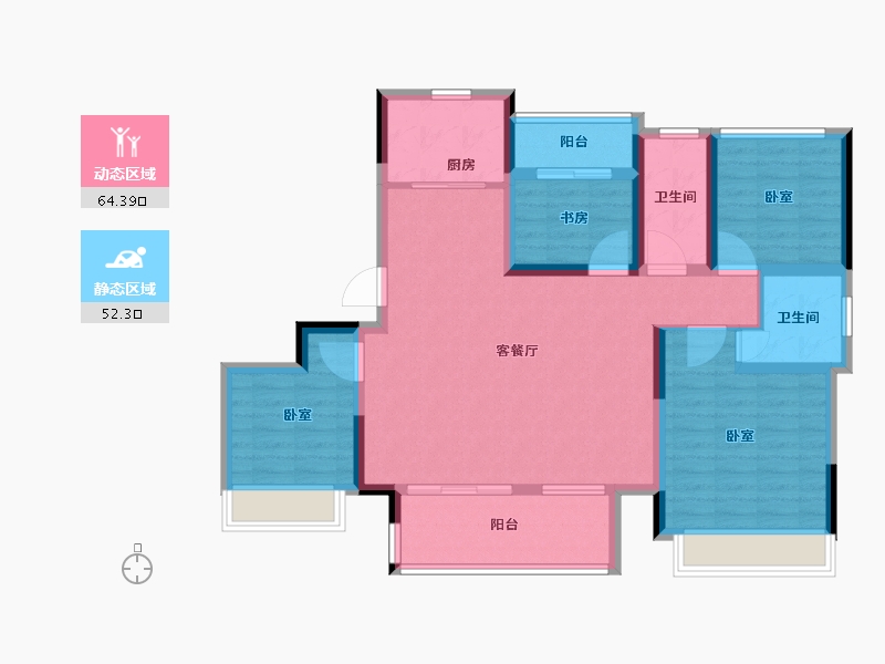 江苏省-苏州市-双璟华庭-104.00-户型库-动静分区