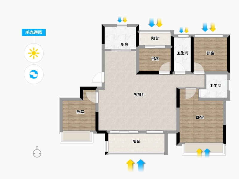 江苏省-苏州市-双璟华庭-104.00-户型库-采光通风