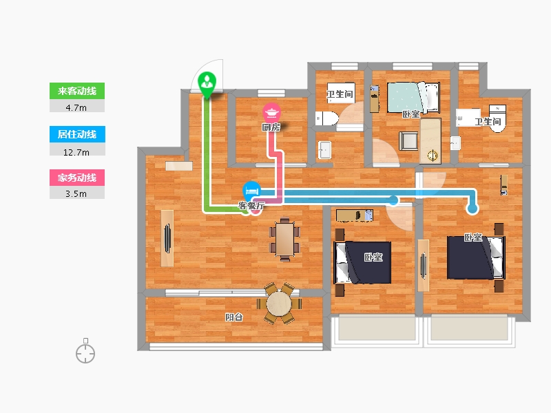 江苏省-苏州市-上坤·云栖时光-84.00-户型库-动静线