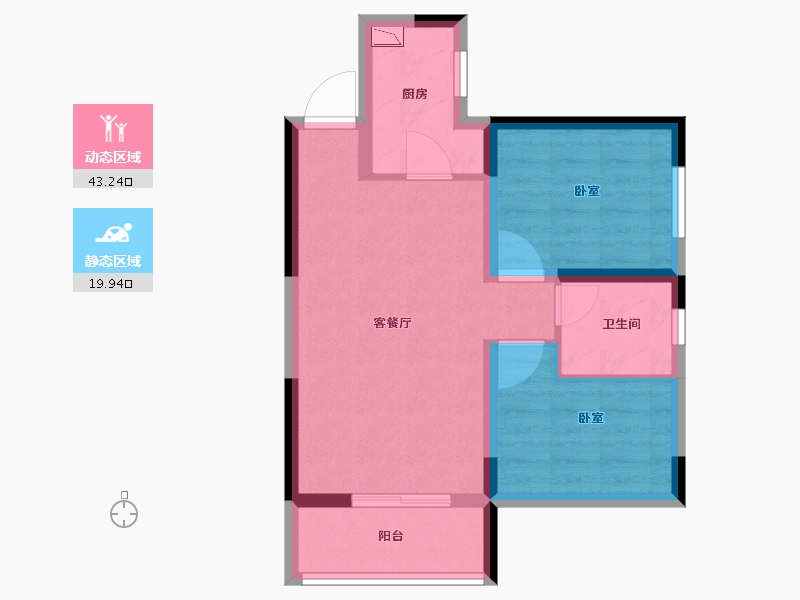 陕西省-西安市-加州壹号-55.70-户型库-动静分区