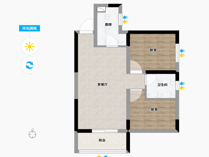 陕西省-西安市-加州壹号-55.70-户型库-采光通风