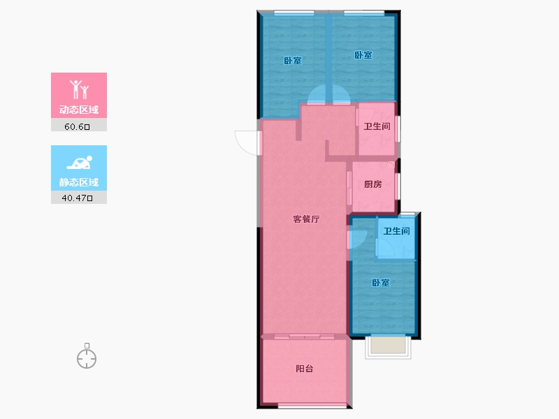 甘肃省-兰州市-蓝光雍锦阁-90.56-户型库-动静分区