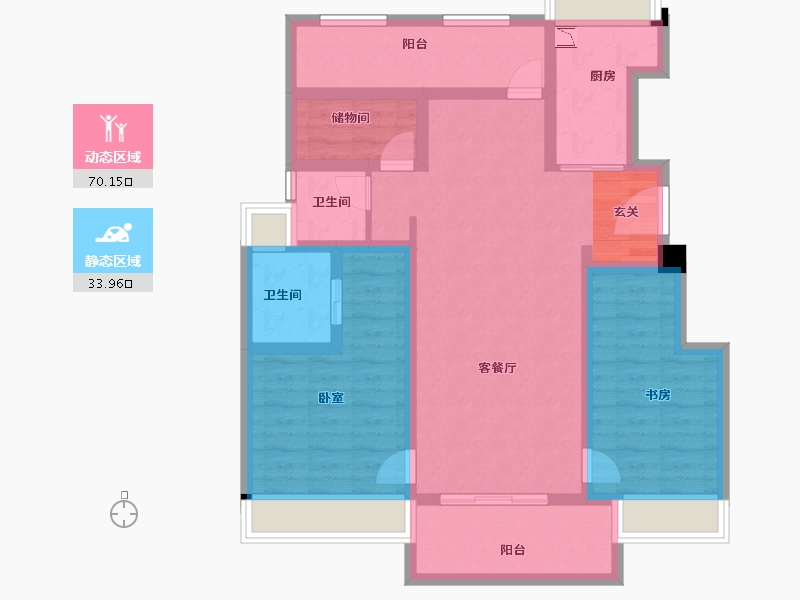 江苏省-苏州市-独墅湖西金悦花园-91.26-户型库-动静分区