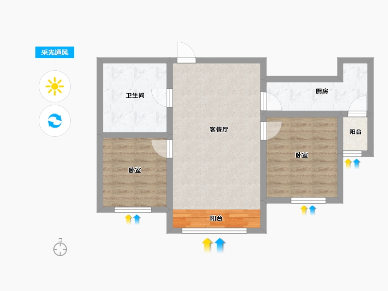 甘肃省-天水市-天宝幸福里-62.51-户型库-采光通风