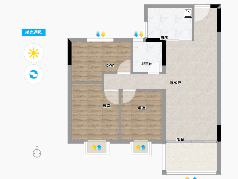 江苏省-苏州市-碧桂园观澜天境-76.01-户型库-采光通风