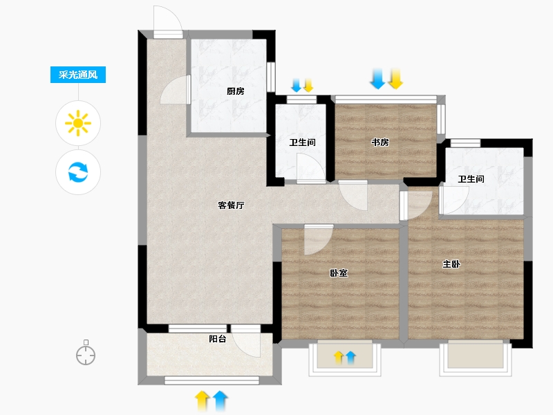 江苏省-苏州市-观湖春天-78.00-户型库-采光通风