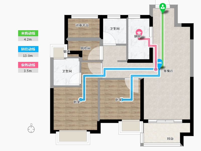 江苏省-苏州市-佳兆业湖心溪岸-75.00-户型库-动静线